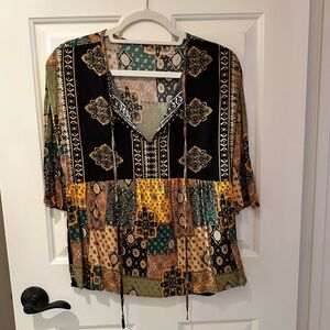 Bohemian Patchwork Women's Top. Size Small